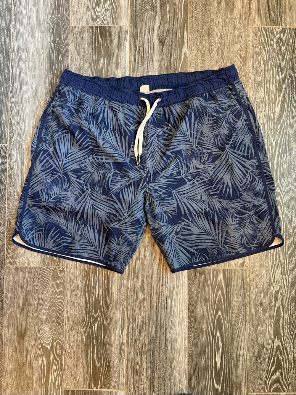 Fair hArbor Navy Palm Leaf Swim Trunks with Drawstring